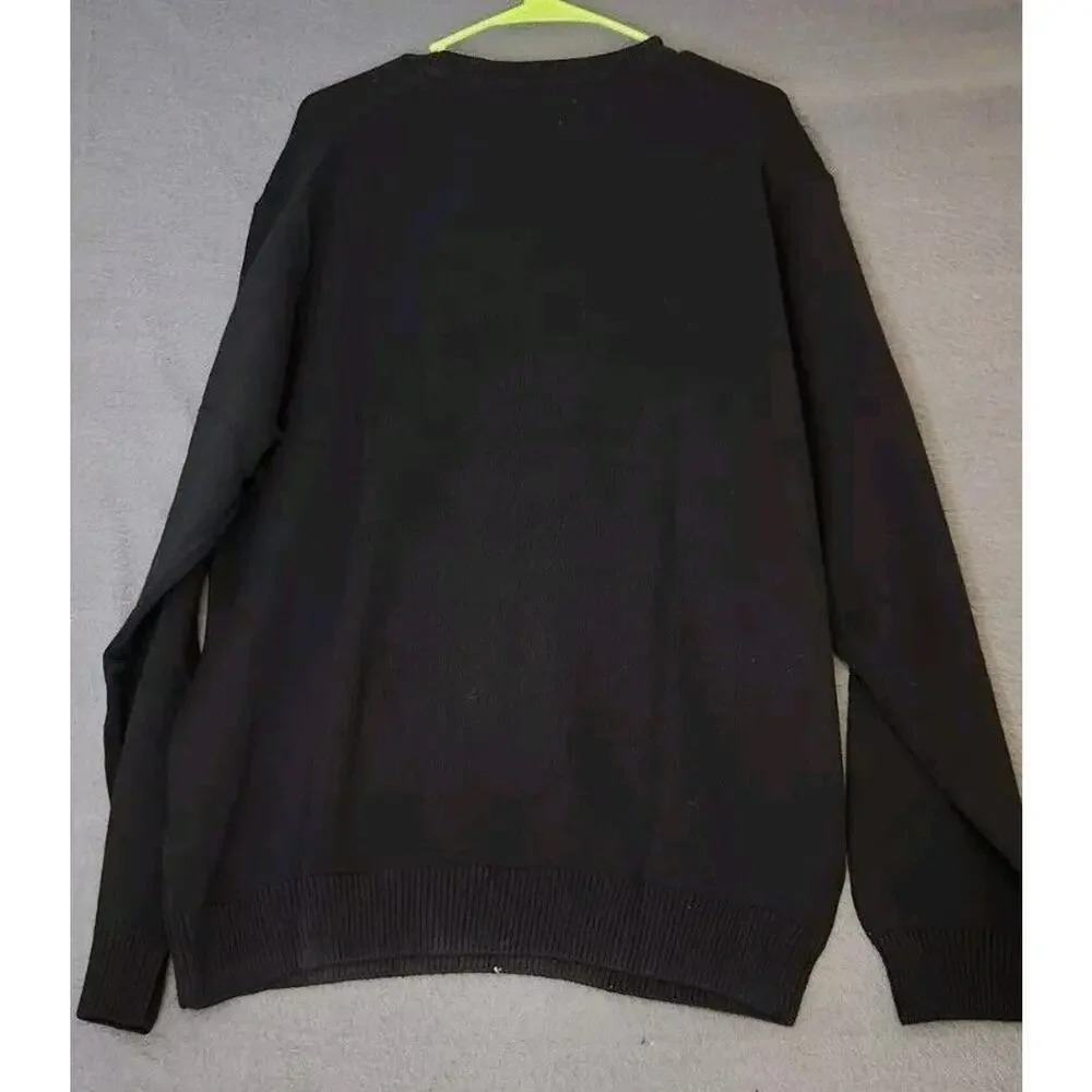Vintage David Taylor Knit Sweater Mens Sz Large Black‎ Argyle Cotton Y2K NWT